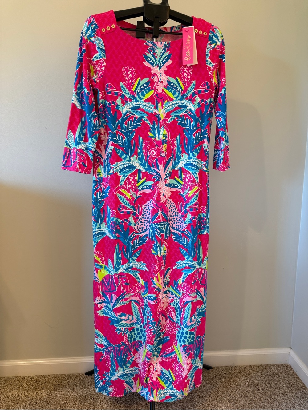 NWT Lilly Pulitzer Seralina UPF 50+ Maxi Dress Herd You Coming L